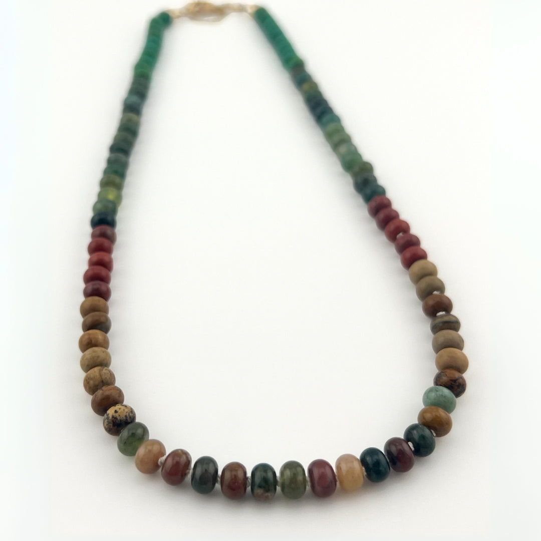 Fall Leaves - Knotted Silk Gemstone Bead Necklace