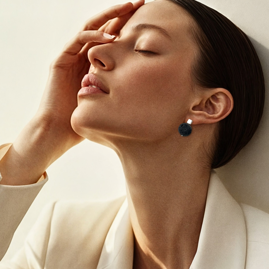 Lava Round Square Stud Earrings