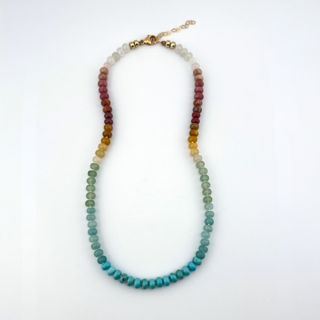 All Degrees - Knotted Silk Gemstone Bead Necklace