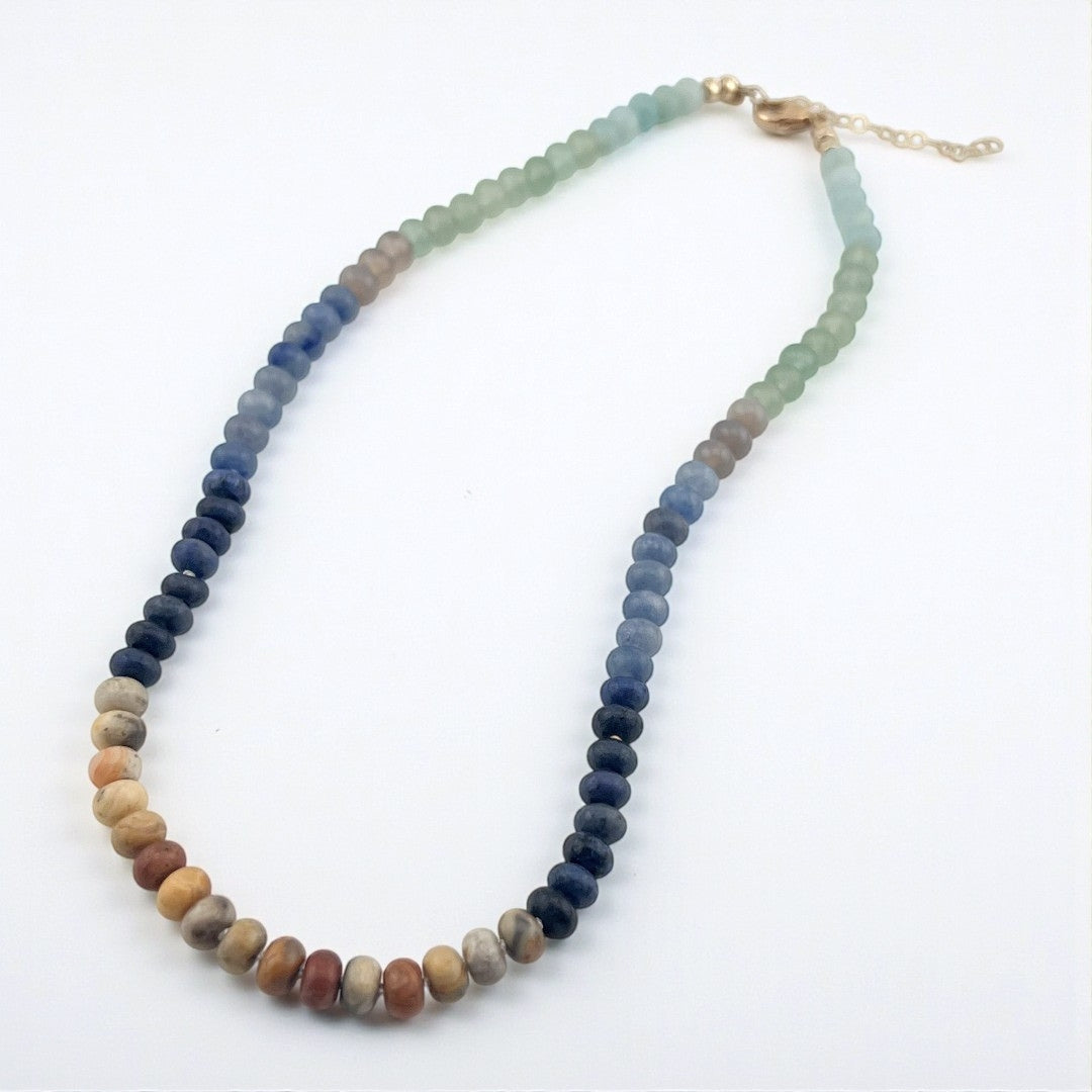 Beach - Knotted Silk Gemstone Bead Necklace