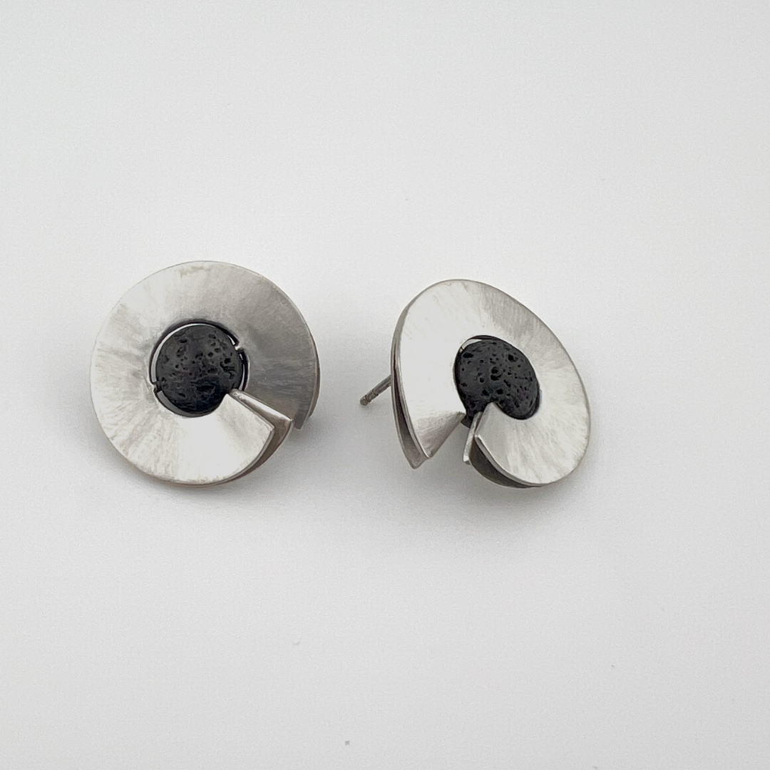 Lava Round Statement Stud Earrings