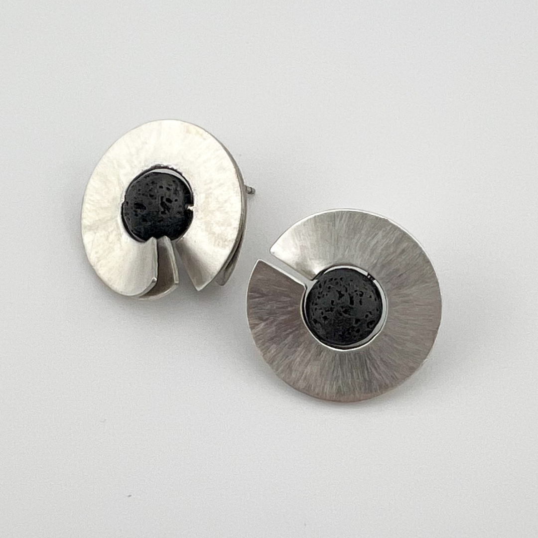 Lava Round Statement Stud Earrings