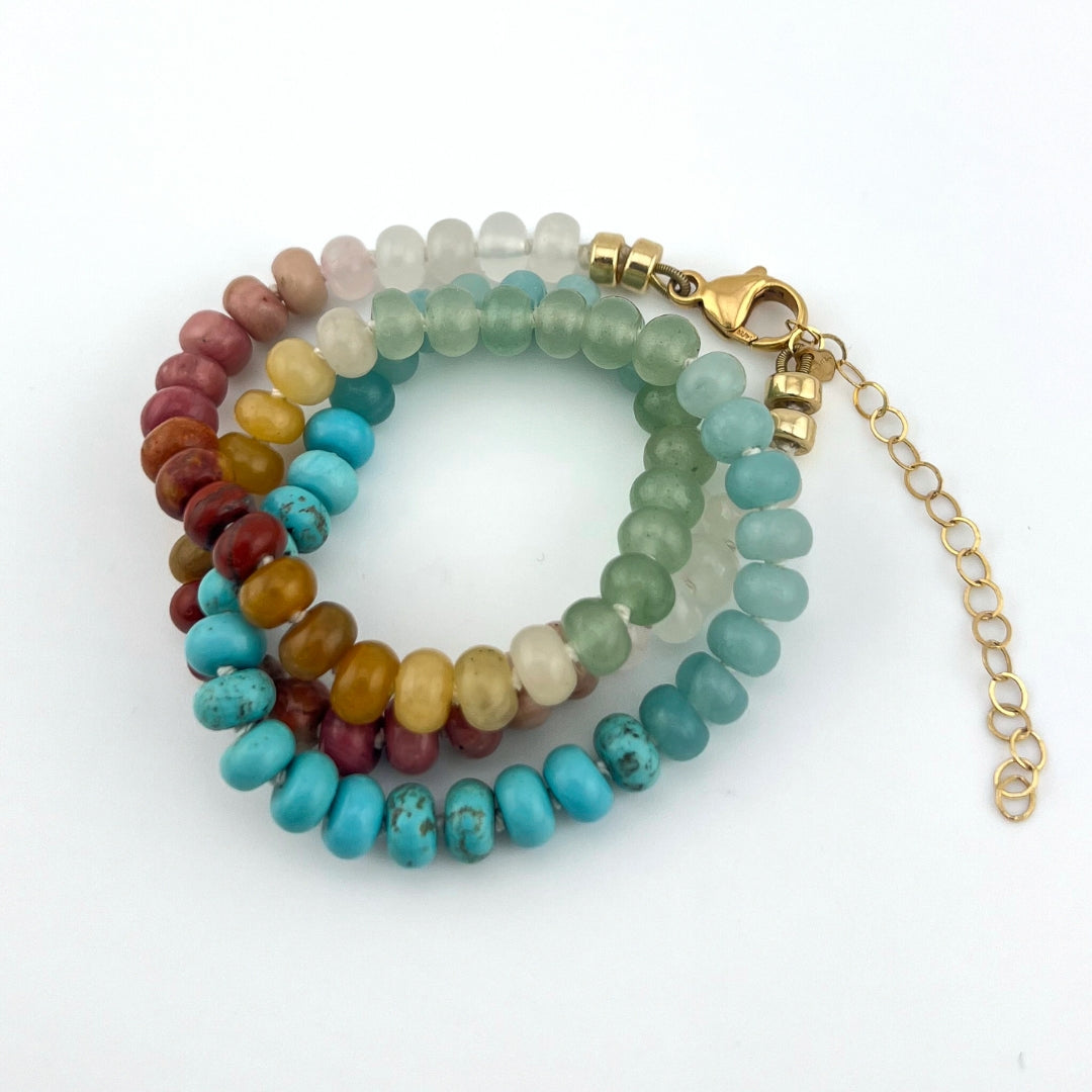 All Degrees - Knotted Silk Gemstone Bead Necklace