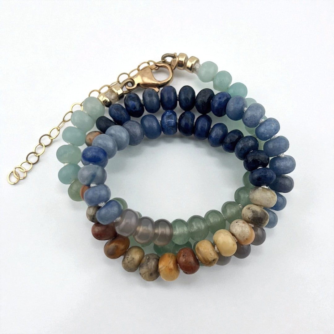 Beach - Knotted Silk Gemstone Bead Necklace