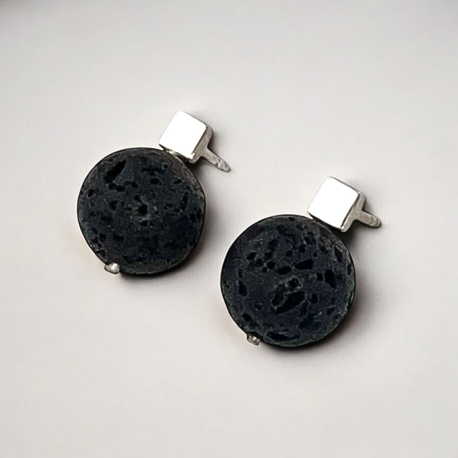 Lava Round Square Stud Earrings