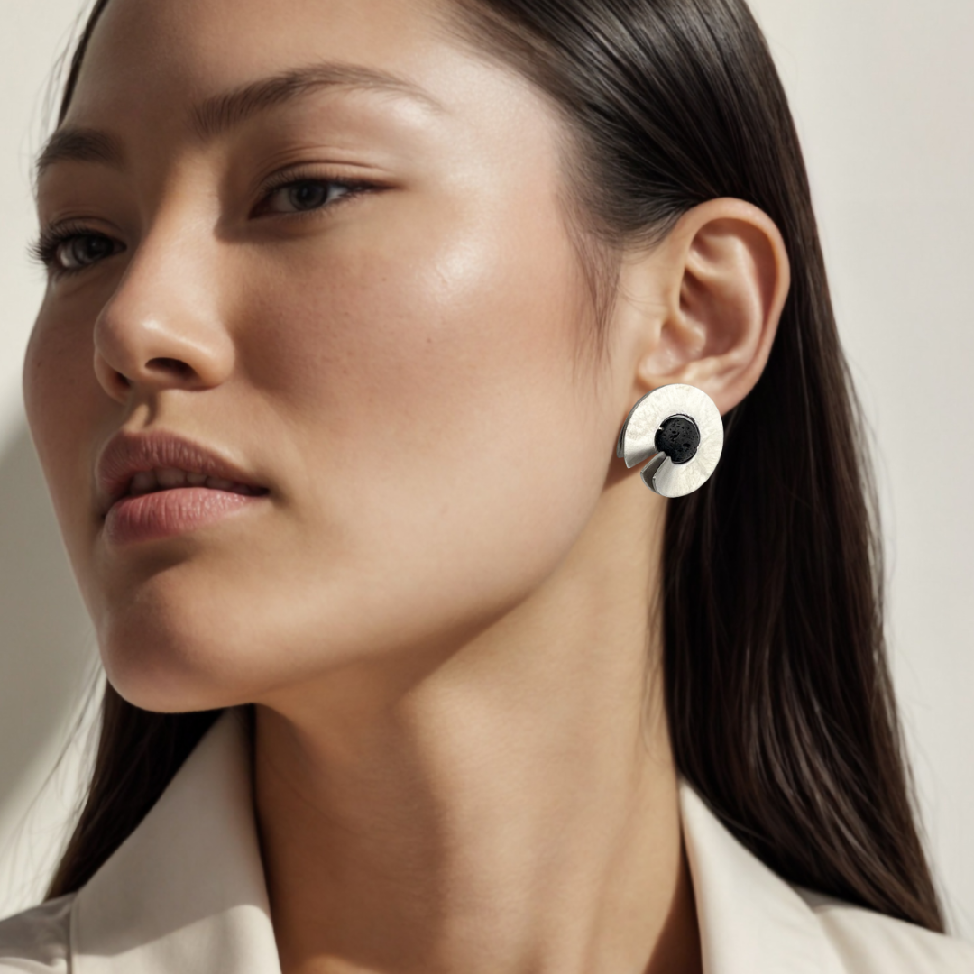 Lava Round Statement Stud Earrings