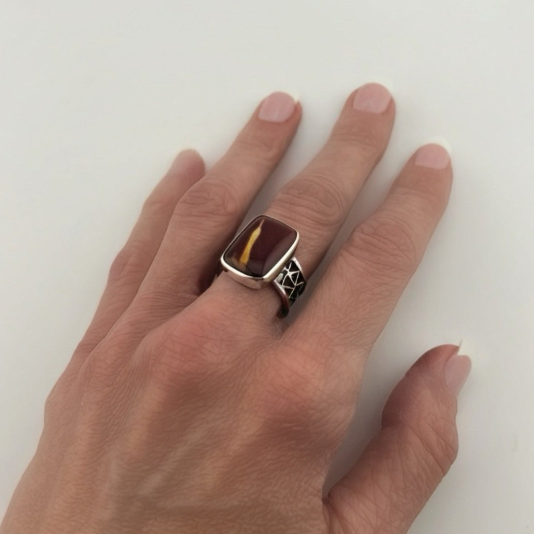 Polychrome Jasper Silver Ring