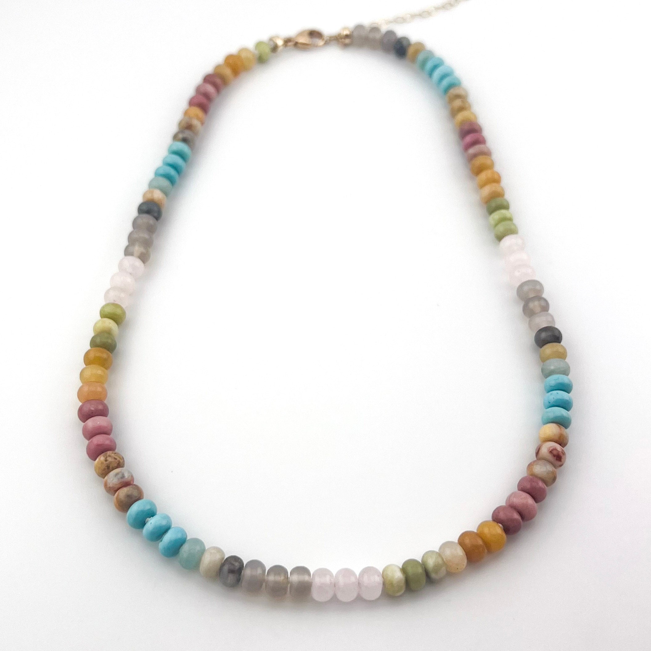 Soft Colours - Knotted Silk Gemstone Bead Necklace