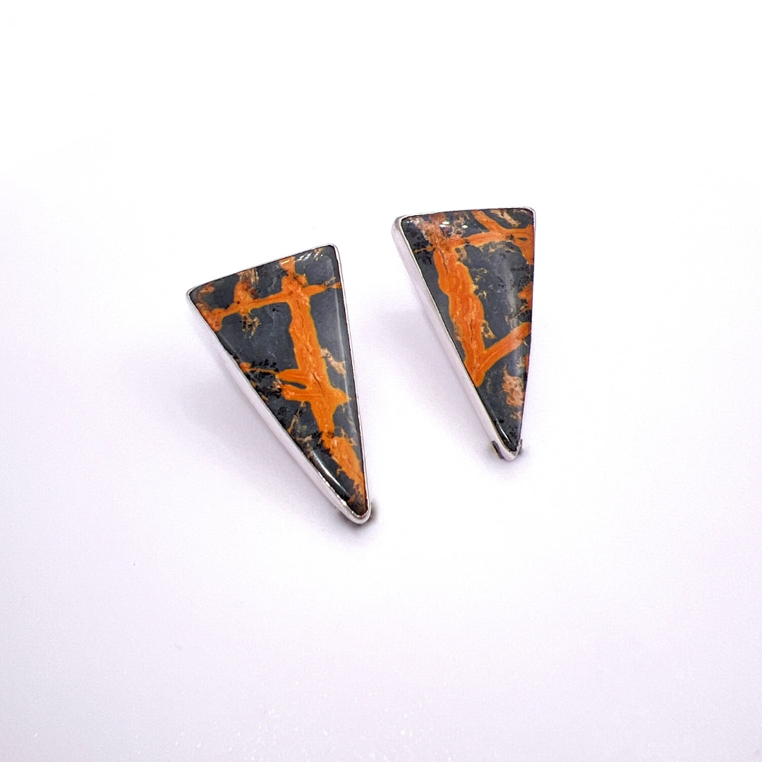 Abstract Earrings - Maligano Jasper Silver Earrings